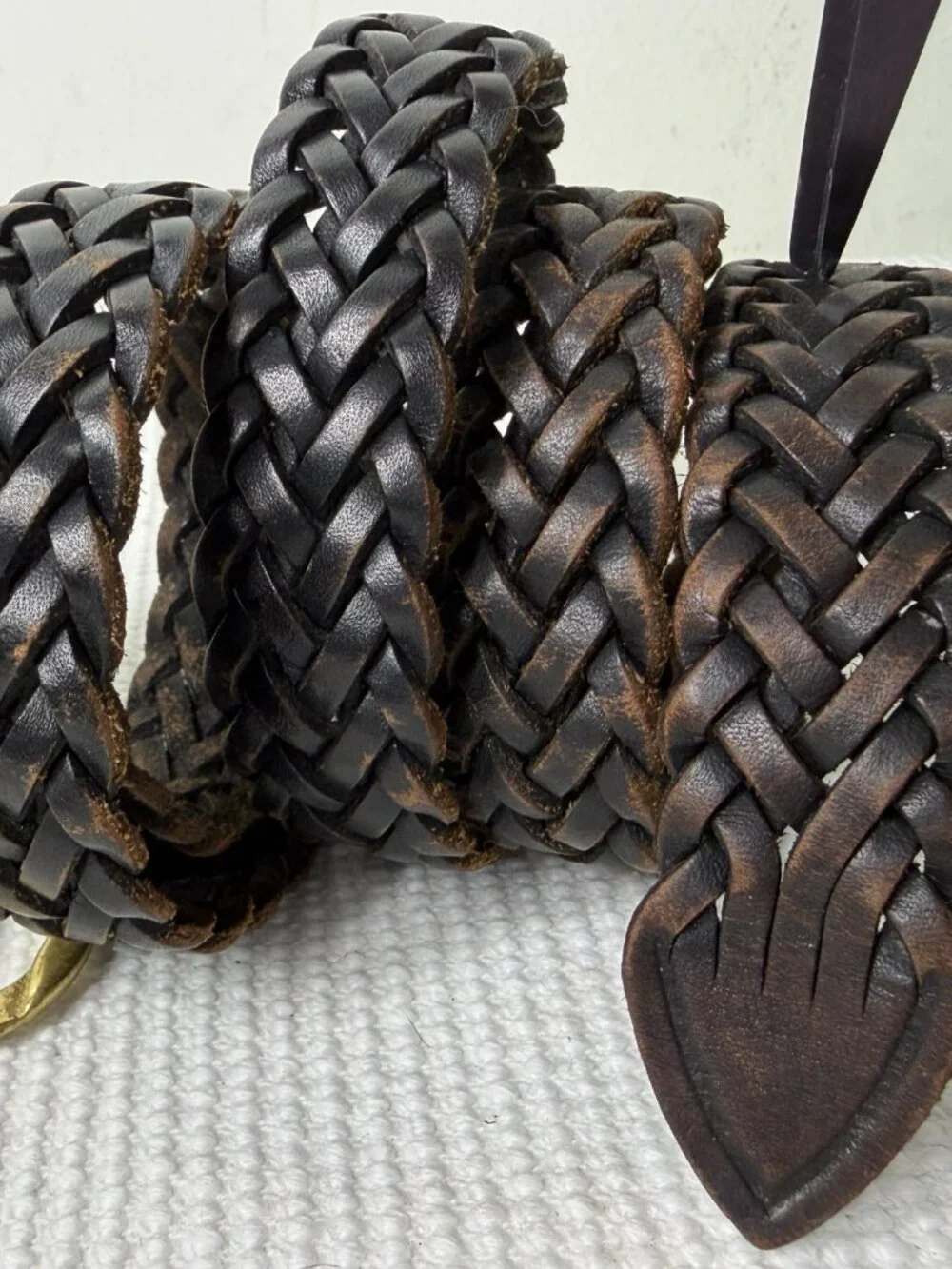 Brighton Men’s 42 Woven Braided Leather Belt Brown